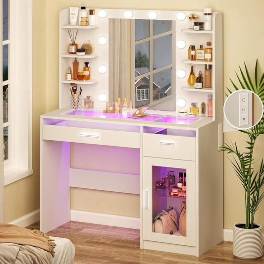 Modern LED Vanity Desk with Smart Lighting